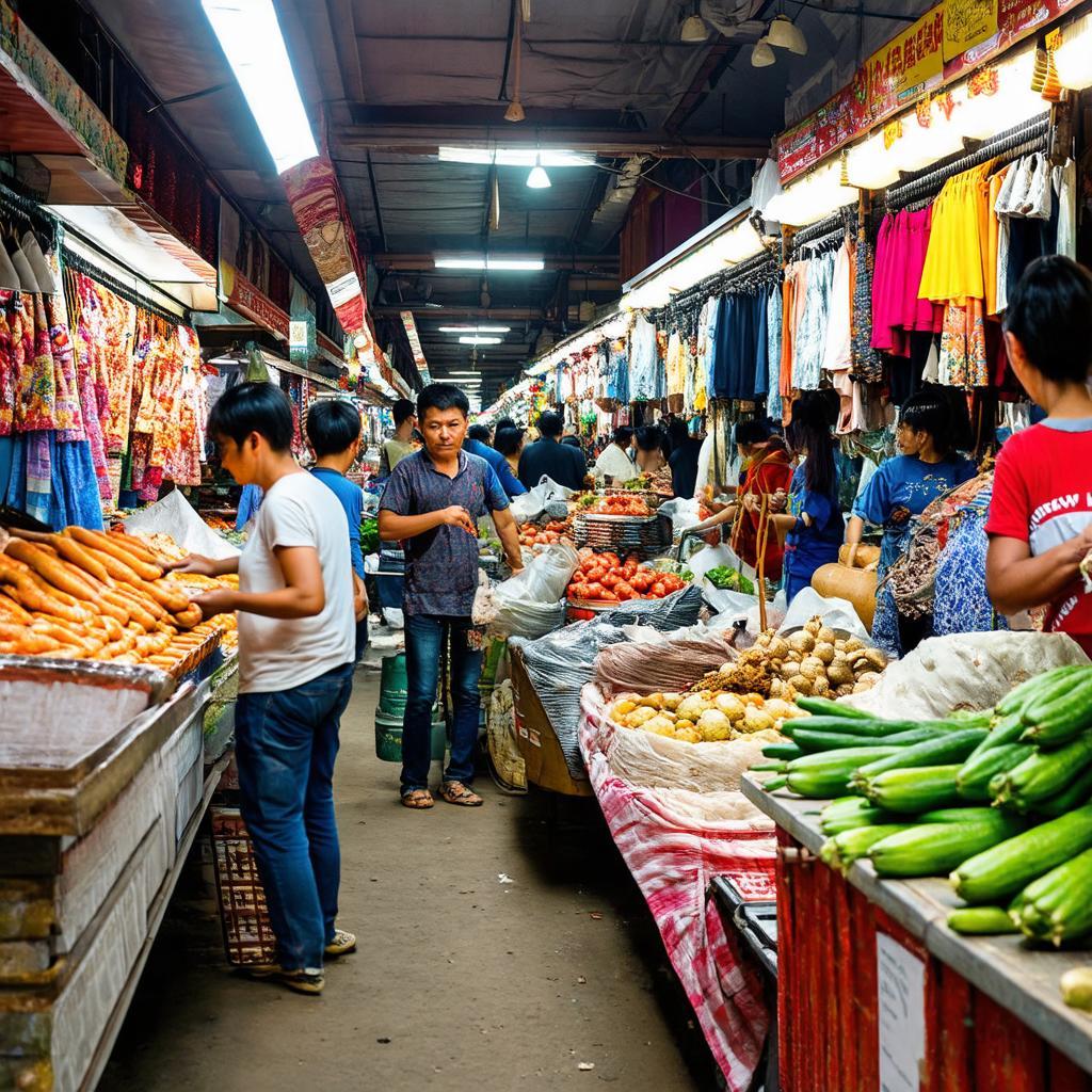 Canh mua ban nhon nhip ben trong Cho My Phuoc Long Xuyen An Giang voi da dang hang hoa